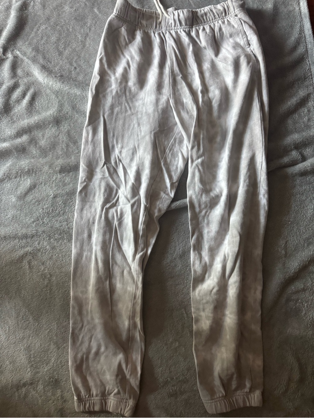 Aeropostale Light Gray Tie-Dye Elastic Waist Jogger Pants